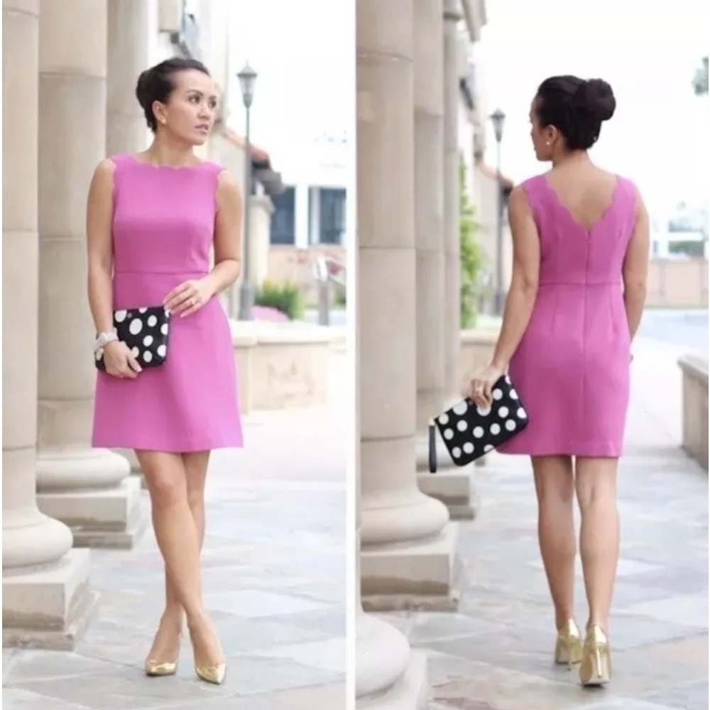 LOFT Dusty Rose Pink Scalloped Sheath Sleeveless Dress Size 14